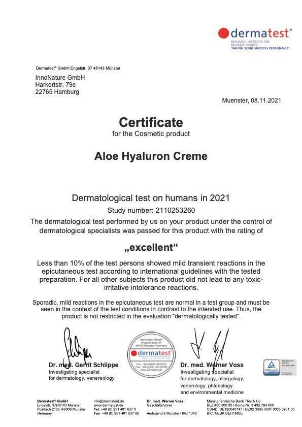 Crème Hydratante Aloe Hyaluron Visage : Aloe vera + acide hyaluronique