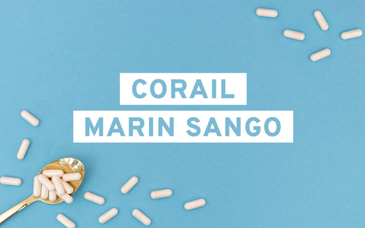 les mots "Corail Marin Sango" sur un fond bleu