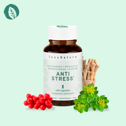 Capsules Anti-Stress : Schisandra, rhodiola, ashwagandha, vitamine B3